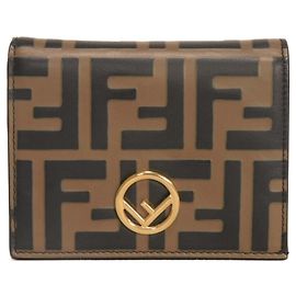 Fendi Zucca Bi-fold Wallet Black Brown Brown Black