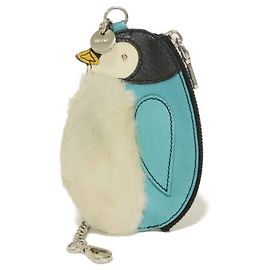 Prada Saffiano Penguin Chain Coin Purse Blue