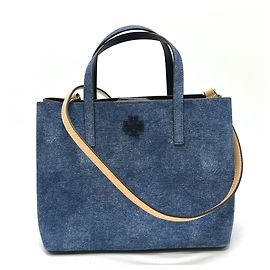 Tory Burch Logo Blake 2-Way Tote Bag Blue