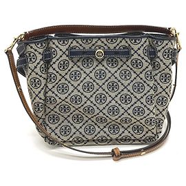 Borsa Tote a Secchiello Tory Burch Romy T Monogram Blu navy