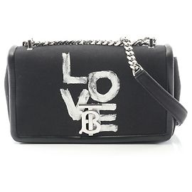 Burberry Black Canvas and Leather Shoulder Bag Black