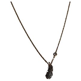 Collier Swarovski Pendentif Plume Plaqué Or Noir Doré