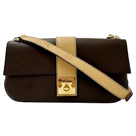 Salvatore Ferragamo Brown Leather Shoulder Handbag Brown