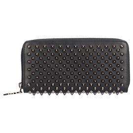 Cartera larga Christian Louboutin Spike Stud Panettone Negro Roja
