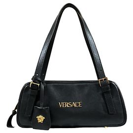 Borsa Bowling Versace Tag in Nappa Nero