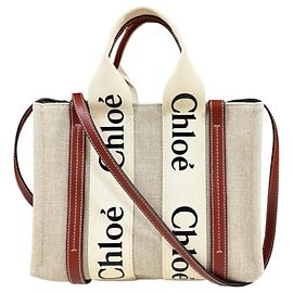 Chloé Woody Small Tote Shoulder Bag Brown Beige