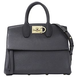 Salvatore Ferragamo Gray Leather Handbag Brown