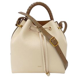 Sac à main en cuir Chloé Marcie Marron Écru