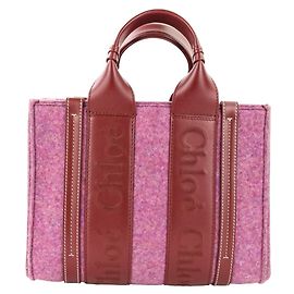 Chloé Woody Small Felt Leather Shoulder Bag Red