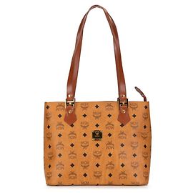 Saco Tote MCM Visetos Logogram Marrom