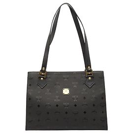 MCM Visetos Black Nylon Leather Tote Bag Black