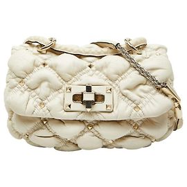 Bolsa de ombro mini Valentino Rockstud Spike Branco Cru