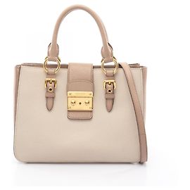 Miu Miu Madras Tote Bag Brown Beige