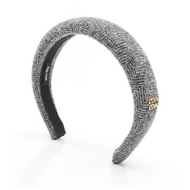 Tiara Miu Miu em tweed cinza com logótipo Marrom