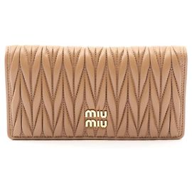 Portefeuille long bi-fold Miu Miu Matelassé Marron