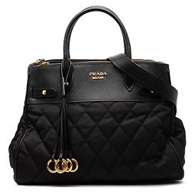 Prada Quilted 2-Way Handbag Black