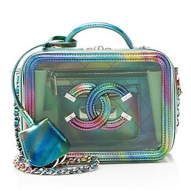 Chanel Petit Vanity Case en PVC Rainbow CC Filigree Vert