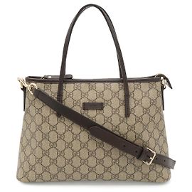 Gucci GG Supreme Tote Bag Brown Beige