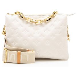 Louis Vuitton Monogram Embossed Lambskin Coussin PM Shoulder Bag White