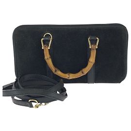 Cartera larga Gucci Vintage Bamboo Negro