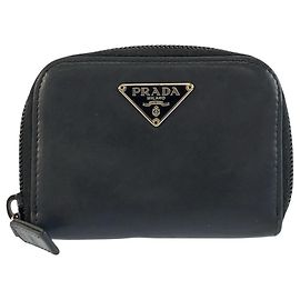 Porta-moedas Prada com logótipo Triangle Preto