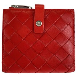 Bottega Veneta Maxi Intrecciato Short Wallet Red
