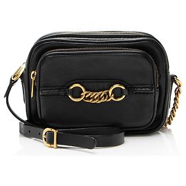 Sac Camera Burberry en cuir avec chaîne Noir