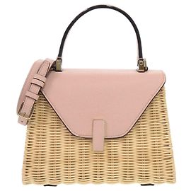 Valextra Mini Iside Wicker Leather Handbag Beige