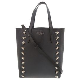 Borsa a tracolla in pelle con borchie a stella Jimmy Choo Bria Tote Nero