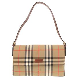 Bolsa de Ombro Burberry Vintage Check Shadow Horse em lona e couro Marrom