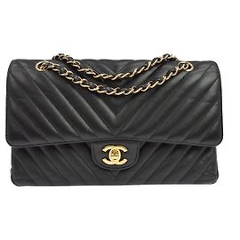 Chanel Classic Double Flap Quilted Lambskin Medium Preto