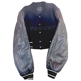 Givenchy Blouson Bomber en Laine et Cuir Noir Noir