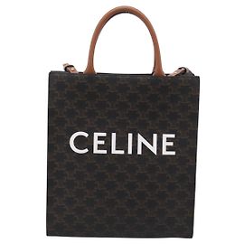Céline Celine Vertical Cabas Triomphe Coated Canvas Medium Brown