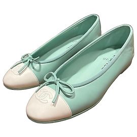 Chanel Bailarinas Bicolores Blanco Verde claro