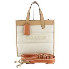 COACH Quilted 2-Way Tote Bag Beige