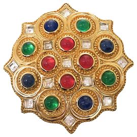 Christian Dior mehrfarbene Marmorstein-Brosche Rot Blau Mehrfarben Grün
