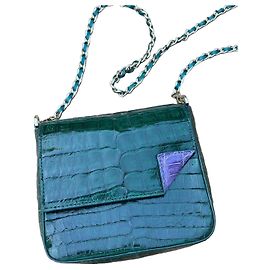 Mauboussin Green Crocodile Leather Shoulder Bag Green Purple