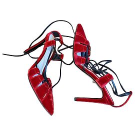 Autre Marque Scarpe con tacco rosse in velluto Rosso