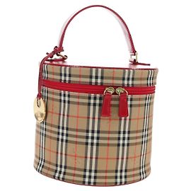 Burberrys Nova Check Vanity Handtasche aus Canvas Beige Gold authentisch 200575V Beige Golden