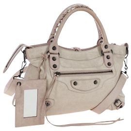 BALENCIAGA Bolsa de mão The Town em couro 2way Rosa 240579 Auth 200558M Rosa