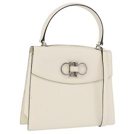 Bolso Salvatore Ferragamo de cuero 2way Ivory Silver Auth 199898 Plata Crudo