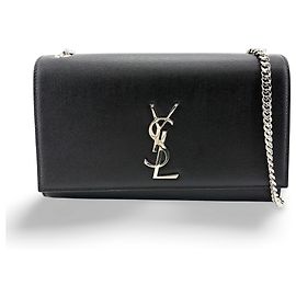 Autre Marque Saint Laurent Kate Crystal Embellished Patent Toy Noir