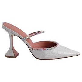 Amina Muaddi Talons argent Argenté
