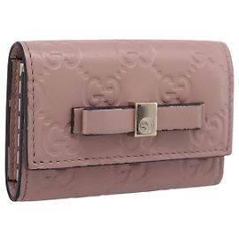 GUCCI GuccissimaGG Key Case Leather Pink Gold Tone 388682 Auth 203365A Pink Other