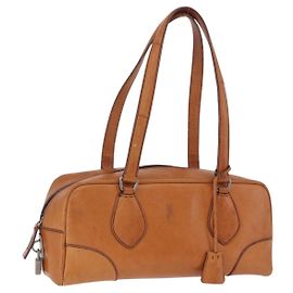 Borsa a tracolla PRADA in pelle marrone argento Auth 202998 Marrone Argento