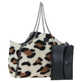 Stella Mc Cartney Stella MacCartney Chain Shoulder Tote Bag Bore Ivory Silver Auth 203012V Silber Roh