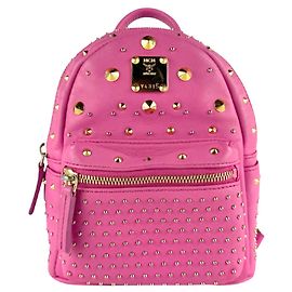 Mochila de couro MCM em Pink Gold Rosa Dourado