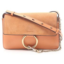 Bolsa de ombro Chloé Faye em couro e camurça laranja Laranja