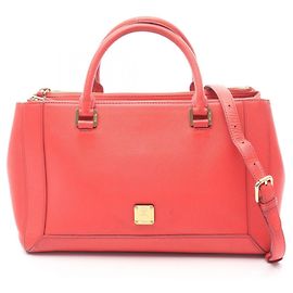 Bolso Tote MCM de piel roja Roja