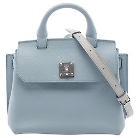 Bolsa de mão em couro MCM para mulheres Azul